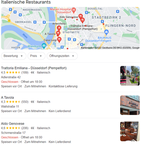 Local Seo am Beispiel italienische Restaurants in Düsseldorf
