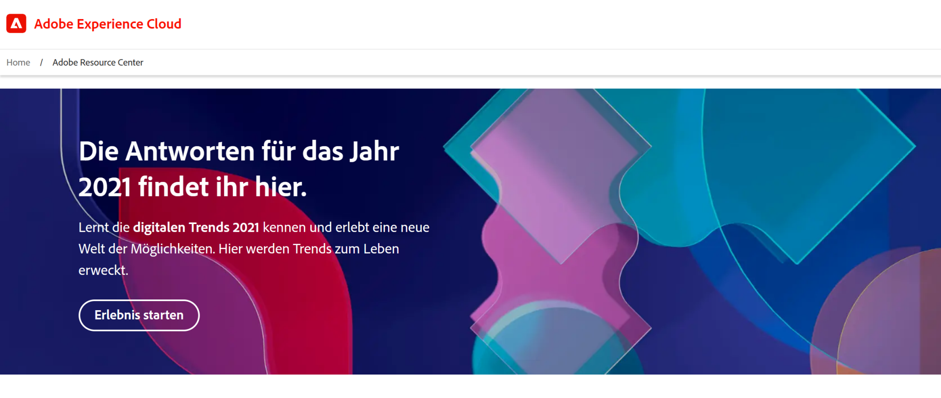Screenshot der Adobe Branchentrends
